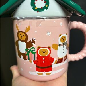 Starbucks Pink Holiday Bear Mug